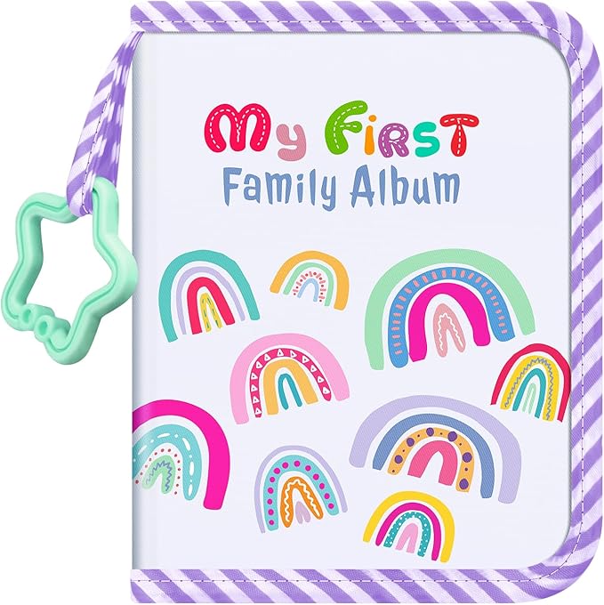 Fintie Baby Photo Album 4x6 Inch, 18 Photos My First Family Album Book with Soft Cloth Cover & Hook for Newborn/Toddlers/Kids/Baby Shower Memory Birthday Gifts, Dreamy Rainbow