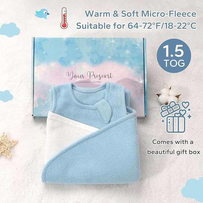 ZIGJOY Swaddle Sleep Sack Newborn 1.5 Tog Fleece Wearable Blanket Baby 0-3 3-6 6-12 Months - Winter Sleeping Sacks Bag