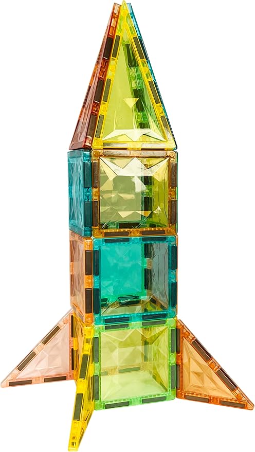 Magnetic Tiles,Magnet Building Blocks Construction Stacking Educational Toy Creative Playboard for Kids Ages 3+ (032 Pieces)