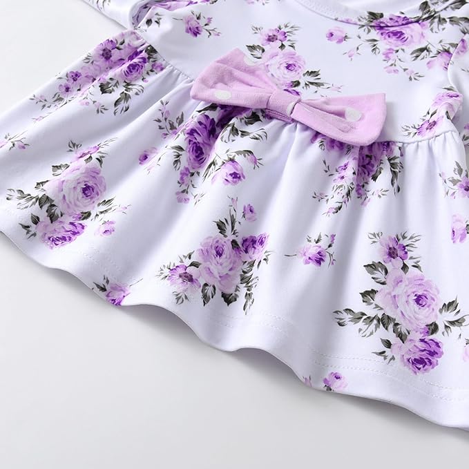 3PCS Baby Girl Clothes Ruffle Floral Shirt Tops Pants Headband Outfit Sets