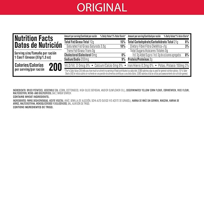 Pringles Potato Crisps Chips, Lunch Snacks, Office and Kids Snacks, Grab N' Go, Original (12 Cans)