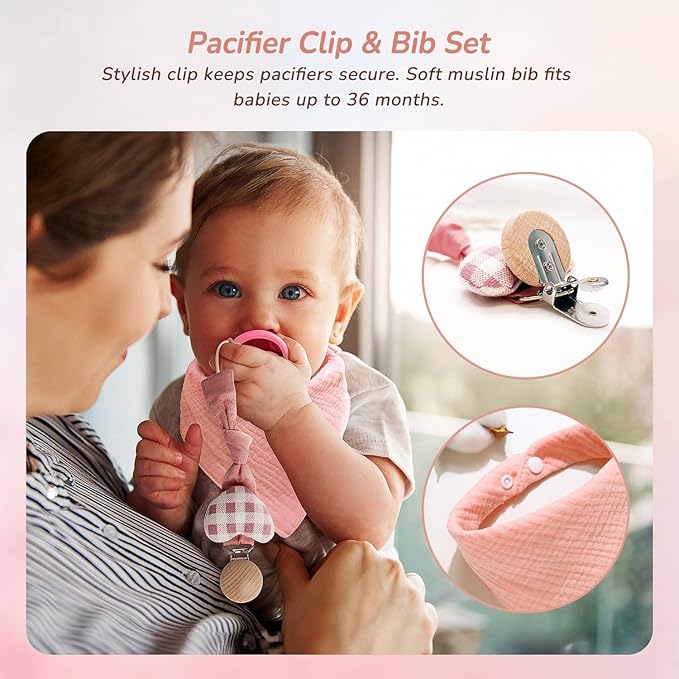 10 PCS Baby Gift Set for Girls, Newborn Essentials Stuff Baby Girl Gifts, Baby Girl Gift Basket, Gender Reveal Gifts Basket with Rattle Swaddle Blanket