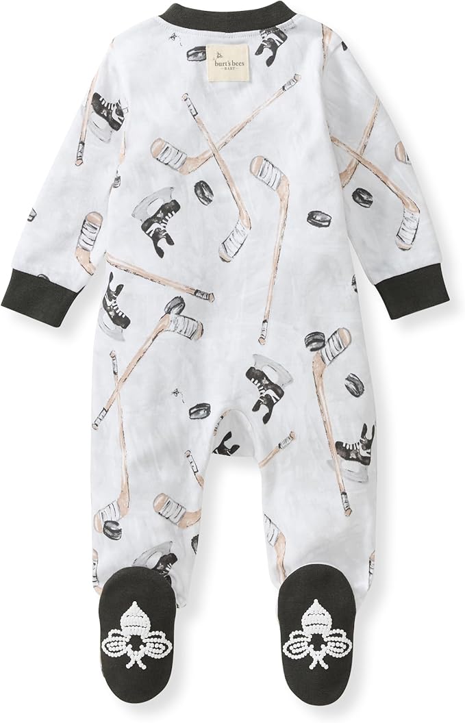 Burt's Bees Baby Baby Girls Pajamas, Zip Front Non-Slip Footed Sleeper Pjs, 100% Organic Cotton
