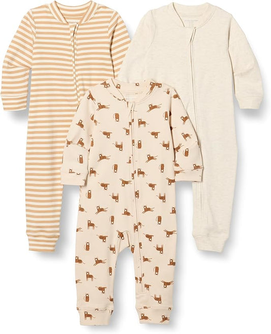 Amazon Essentials unisex-baby Cotton Zip-Front Footless Sleepsuit