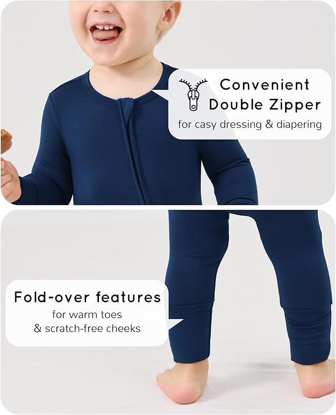 Footless Pajamas Baby Boy Girls, Viscose from Bamboo Baby Pajamas, Two Way Zipper Sleepers, Newborn Pjs