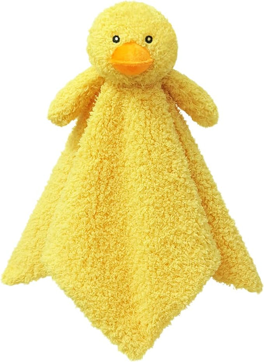 Baby Yellow Duck Soft Stuffed Animal Security Blanket, Plush Duck Character Lovey Blanket, Baby Shower/Nursery Gift, Newborn Infant Toddler Snuggle Blankie for Child, 14 Inches