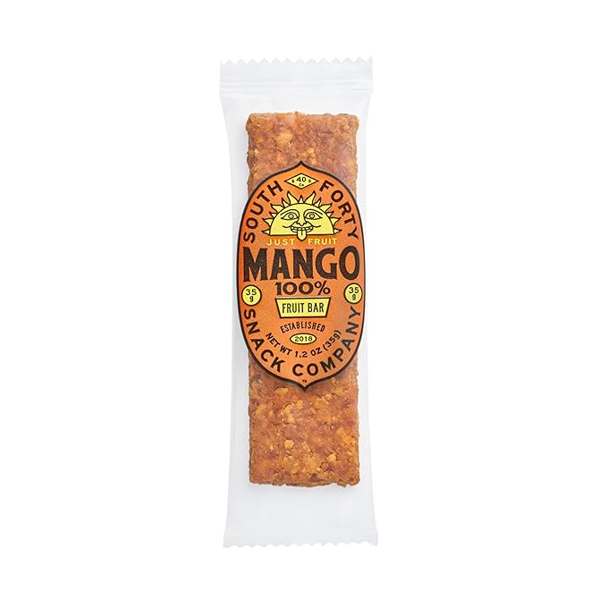 South 40 Snacks Tropical Mango Fruit Bar, just 1 Ingredient, No Added Sugar, Real Dried Fruit Leather (35g Bar, Pack of 18)