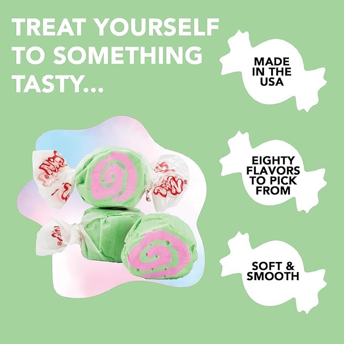 Taffy Town Saltwater Taffy - Cherry Limeade | Gourmet | Nougat-Style Candy | Soft & Delicious | Summer Snack Treats | Party Good Candies | 2.5lbs