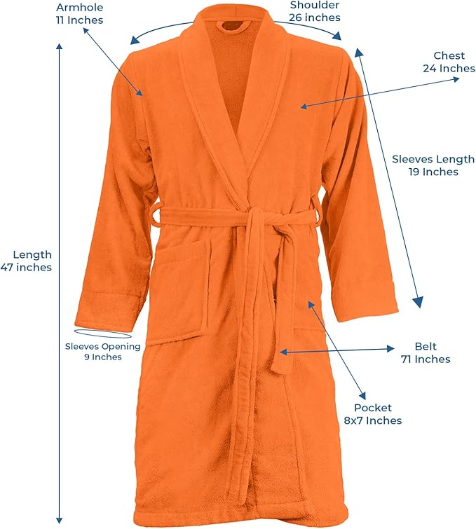 DAN RIVER Premium Cotton Terry Robes for Women and Men, Ultra Soft bathrobe with Adjustable Waist Belt and Pockets Pack of 1