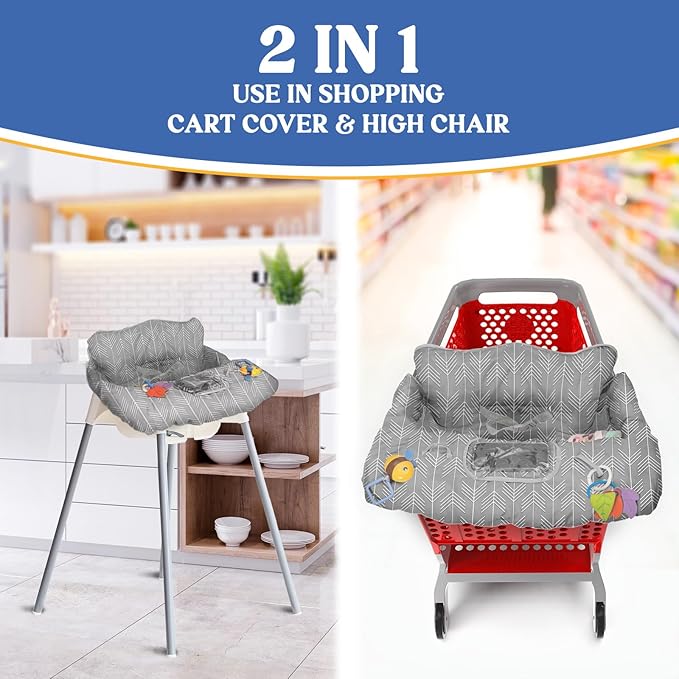 PILLANI Shopping Cart Cover for Baby, High Chair Cover for Restaurant Seat - Grocery Cart Cover for Baby Girl and Boy, Comfortable Cotton Buggy Covers for Babies - Padded Toddler Shopping Cart Cover