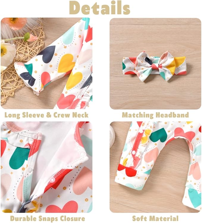 Aalizzwell Baby Girls Romper Outfit Fall Winter Clothes with Accessories