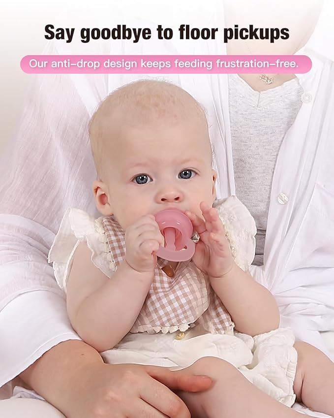 Baby Fruit Feeder & Popsicle Molds Tray Combo, New Born Must Haves and Babies Led Weaning Supplies for Safe Infant Self Feeding, 6+ Month (Pink)