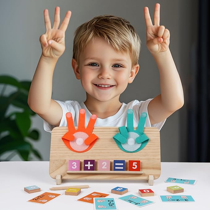 ALLABC Finger Math Manipulatives Number Counting Blocks, Montessori Educational Math Toys for Toddlers 3-6, Preschool Number Learning Toys for Boy & Girl Age 3,4,5 Years Old (Double Side Edition)