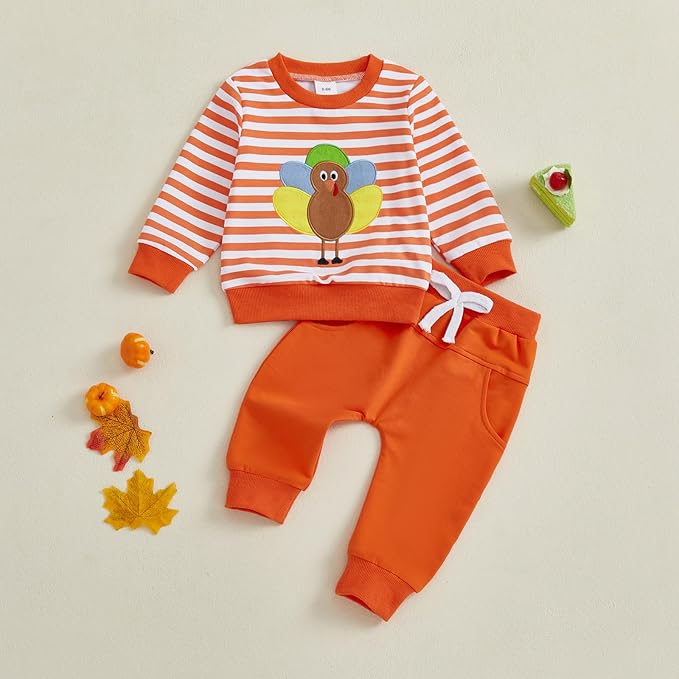 CIYCUIT Toddler Baby Boy Outfits Striped Sweatshirt Pants Clothes Set