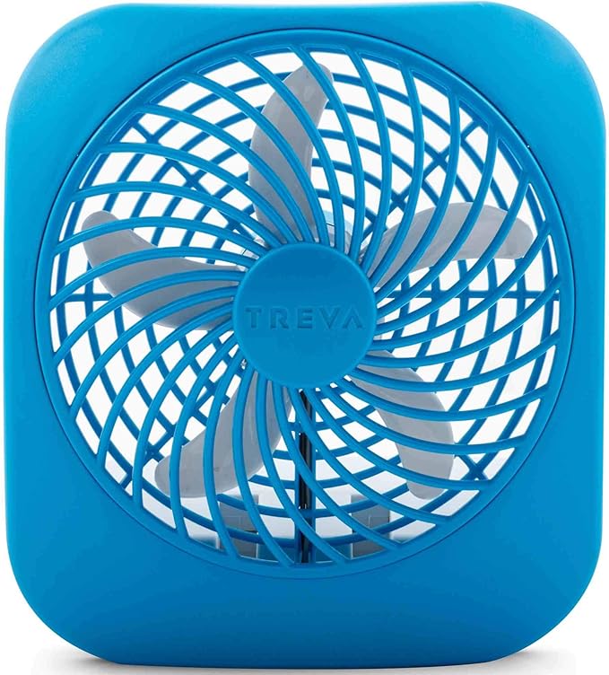 O2COOL Treva 5 Inch Battery Powered Fan Portable Desk Fan 2 Cooling Speeds with Compact Folding & Tilt Design Cubicle Accessories Small Portable (Blue)