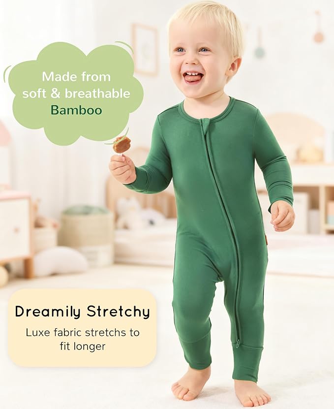 Footless Pajamas Baby Boy Girls, Viscose from Bamboo Baby Pajamas, Two Way Zipper Sleepers, Newborn Pjs