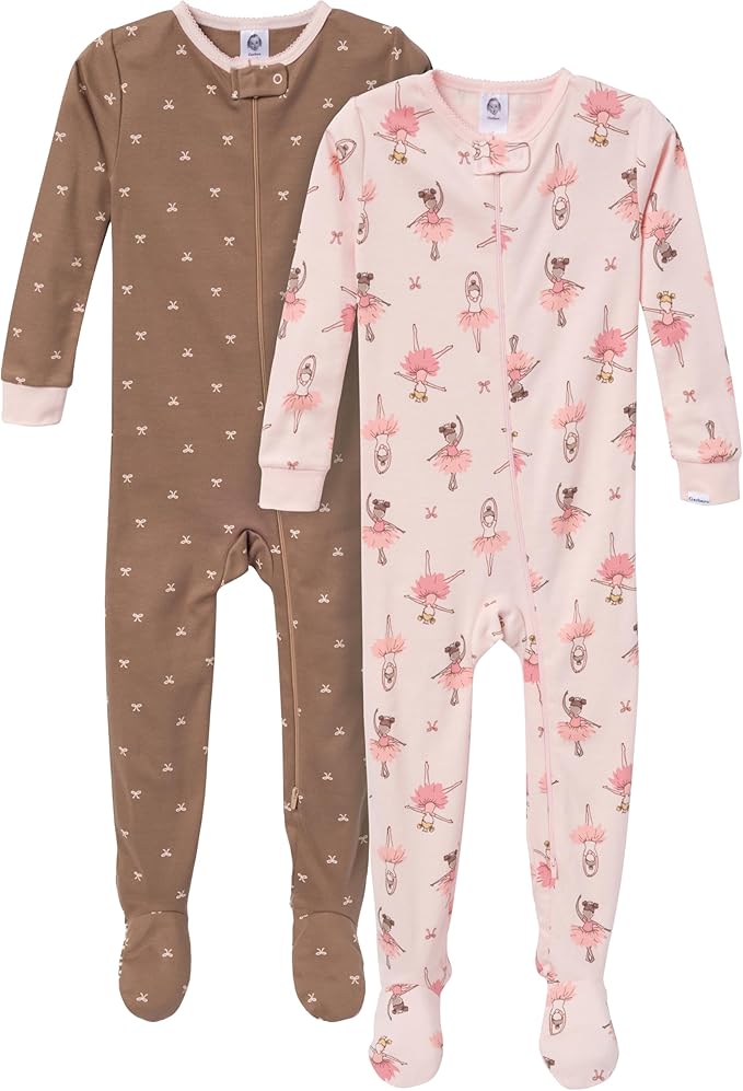 Gerber Baby Girls' 2-Pack Footed Pajamas
