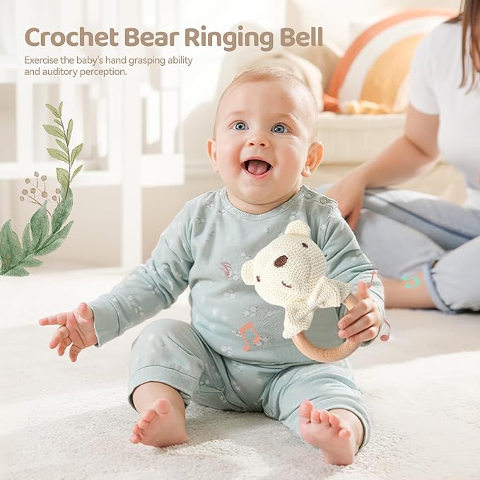 New Mom & Baby Gift Set | Pregnancy & Baby Shower Gifts for Her | Mama Bear Mug, Eye Mask & Baby Rattle Care Package