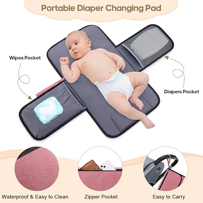 Diaper Bag Backpack, Multi function Baby Bag with Portable Changing Pad, Pacifier Holder,Waterproof Diaper Bags with USB Charging Port,Baby Essentials Perfect Baby Shower Gifts for Mom, Dad, Newborn