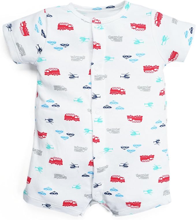 3-Pack 100% Cotton Baby Boy Rompers,0-24Months Short Sleeve Toddler Romper,Breathable Spring/Summer Clothes