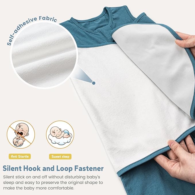 ZIGJOY Sleep Sack Swaddle 0.5 TOG Baby Wearable Blanket 100% Cotton Baby Swaddle Blanket for Newborns 0-6 Months for Boy Girl, Blue&Space