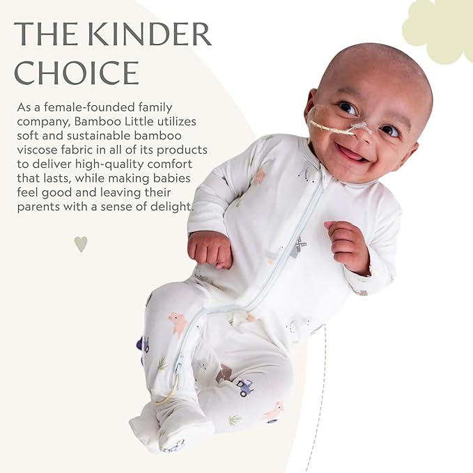 Bamboo Little Soft Baby Footie Pajamas, Baby Clothes, Newborn Sleepers, 95% Viscose and 5% Spandex, 0-24 Months