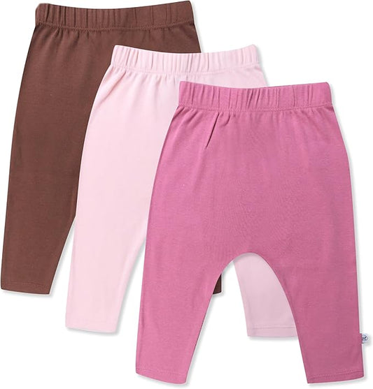 HonestBaby Unisex-Baby Multipack Harem Pants Roomy Fit Pull on Bottoms 100% Organic Cotton for Baby Boys, Girls