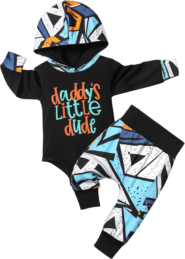 Fommy Newborn Baby Boy Clothes Plaid Letter Print Long Sleeve Hoodies + Long Pants 2PCS Fall Winter Outfits Set