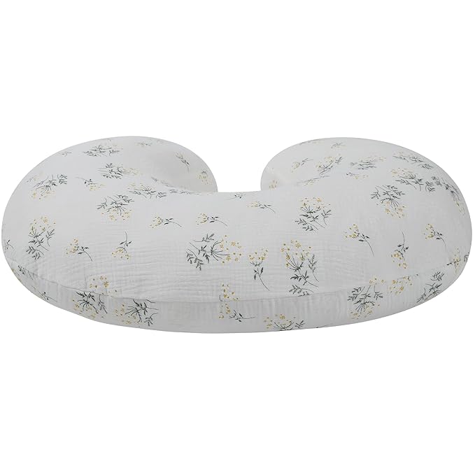 Onacosht Muslin Nursing Pillow Cover 2 Pack 100% Cotton Ultra Soft Breastfeeding Pillow Covers for Baby Boy and Girl, Green and Botanical