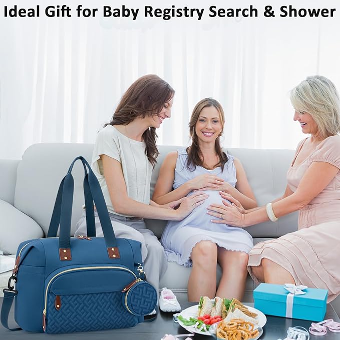 Diaper Bag Tote, Baby Bag Travel Diaper Tote Bag with Pacifier Case, Cute Maternity Hospital Baby Stylish Diaper Tote for Mom Dad Blue