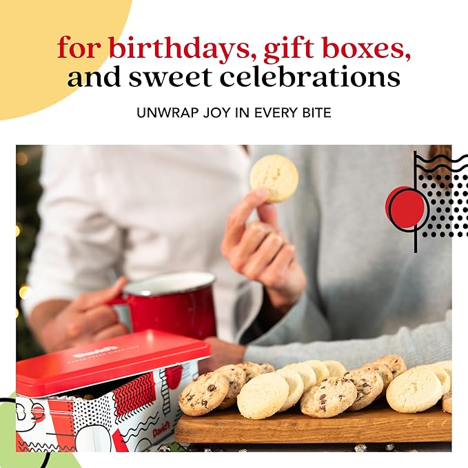 David’s Cookies Happy Birthday Shortbread Cookies Gift Tin – Original and Chocolate Chip Shortbread in Sweet Sampler – Gourmet Dessert Bakery Gift for Birthday Party Celebrations and Special Occasions