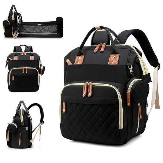 Diaper Bag with Changing Station, Waterproof Baby Bags for Boys & Girls, USB Charging Port for Parents, Must-Have Baby Essentials & Lovely Baby Shower Gifts, Black