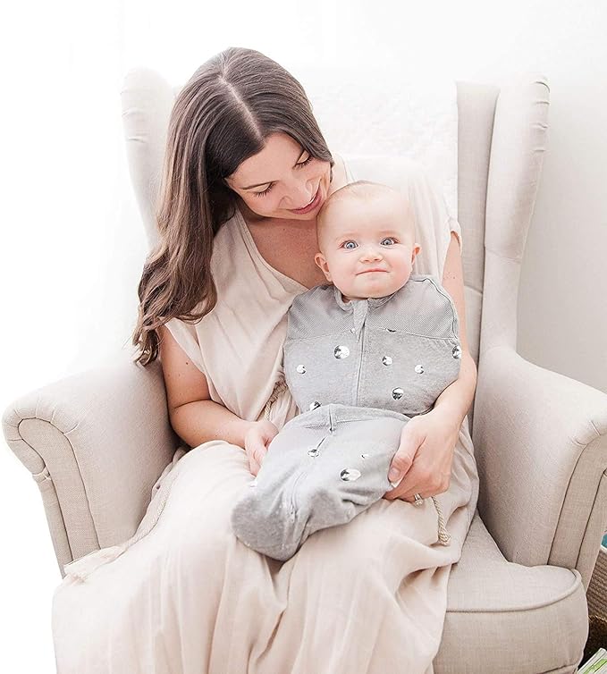 Happiest Baby Sleepea 5-Second Swaddle - 100% Organic Cotton Baby Swaddle Blanket - Doctor Designed Promotes Healthy Hip Development (Midnight Planets, Large)