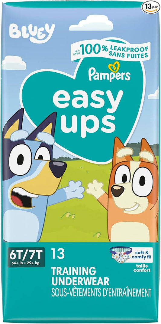 Pampers Training Pants - Easy Ups Boys & Girls Bluey - Size 6T-7T, 13 Count, Children's Potty Underwear