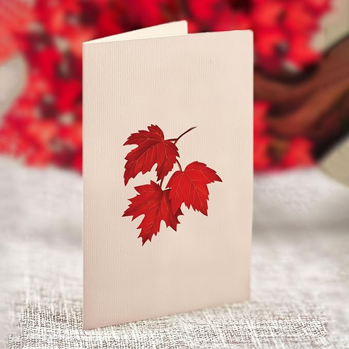 Freshcut Paper Pop Up Cards, Red Maple Tree, 12 Inch Life Sized Forever Flower Bouquet 3D Popup Greeting Card, Autumn Cards, Birthday Card, Blank Notecard & Envelope