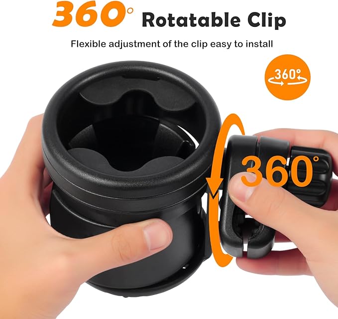 Stroller Cup Holder for Mockingbird - Dual Drink Holder with 360° Rotation, Fits Mockingbird Single & Double Strollers, ABS + Silicone, Holds Large & Small Cups