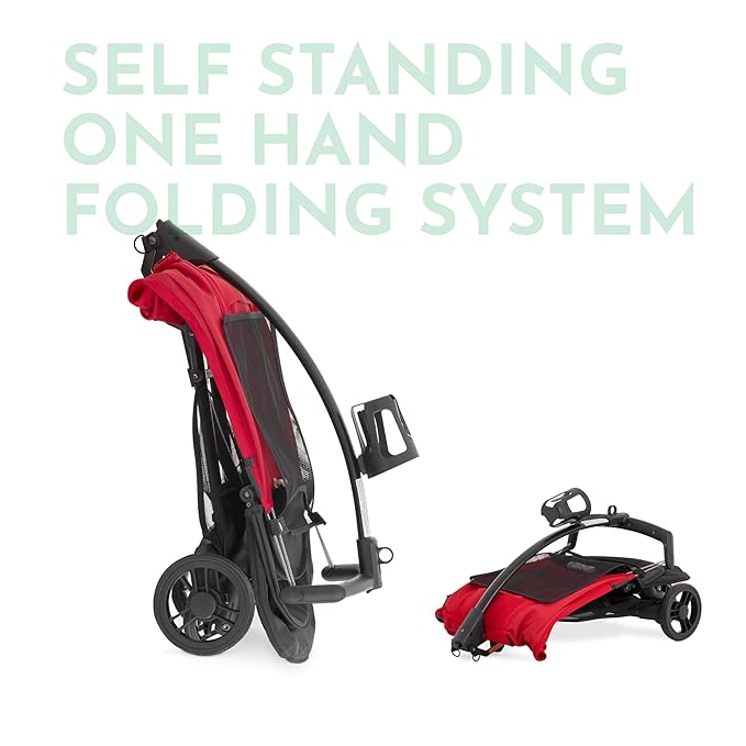 Evolur Roamer Ultra Light Stroller in Red, Travel-Ready Compact Stroller with One-Hand Fold, 33 lb Capacity, Sun Canopy & Cup Holder, Easy Clean, Smooth Ride for Everyday Use