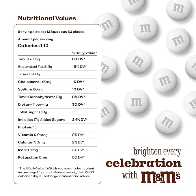 M&M’S WORLD White Milk Chocolate Candy, 5 lbs Resealable Pack, Bulk Candy for Party Favors, Weddings, Birthdays, Easter & Graduations