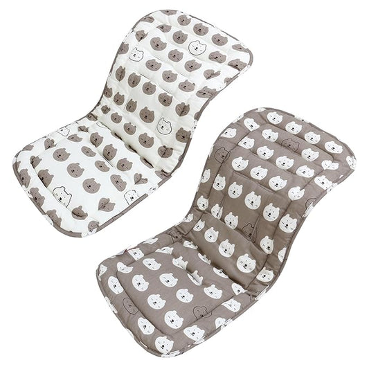 Baby Stroller Cushion,Infant Car Seat Insert-Reversible Universal Breathable and Soft Newborn Stroller Mat,100% Cotton Cover Toddler Seat Pad Liner-34x78cm,1 Pack(Bears)