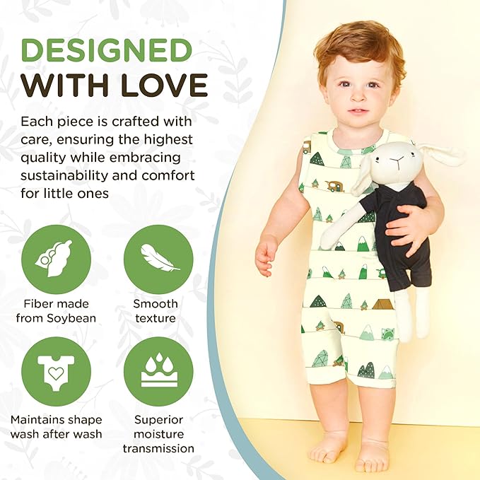 Babysoy Organic Pattern Print Tank Romper Shortall