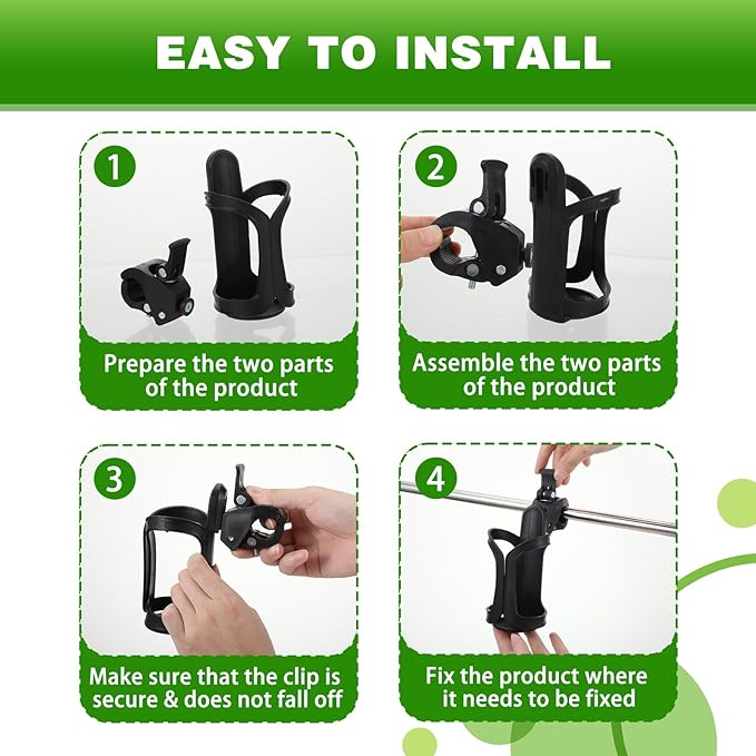 6 in 1 Universal Drink Stand: Rotatable Holders for Stroller, Bike, Wheelchair & More