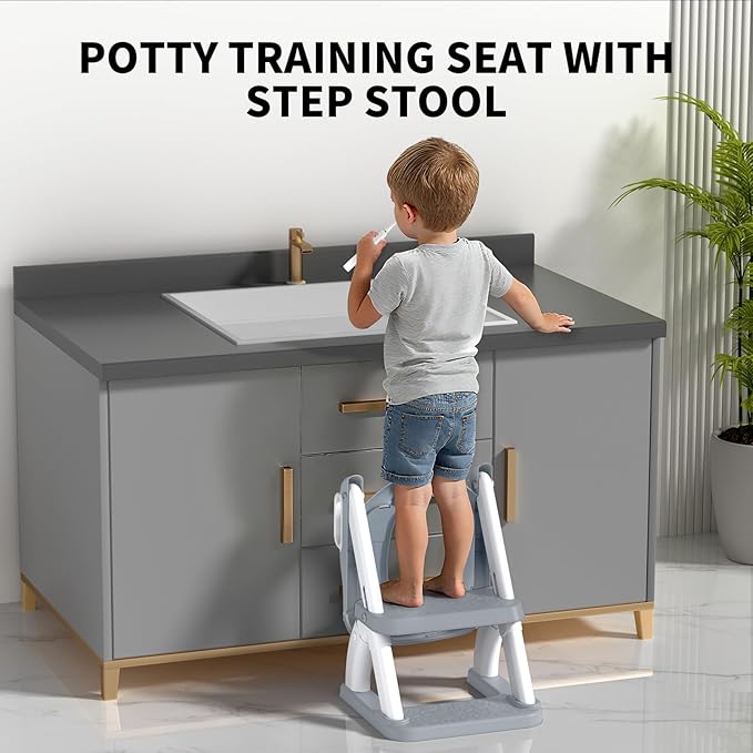 Potty Training Seat for Toddlers, 2 in 1 Potty Training Toilet with Anti-Slip Pad Step Stool, Toddler Toilet Seat for Boys and Girls
