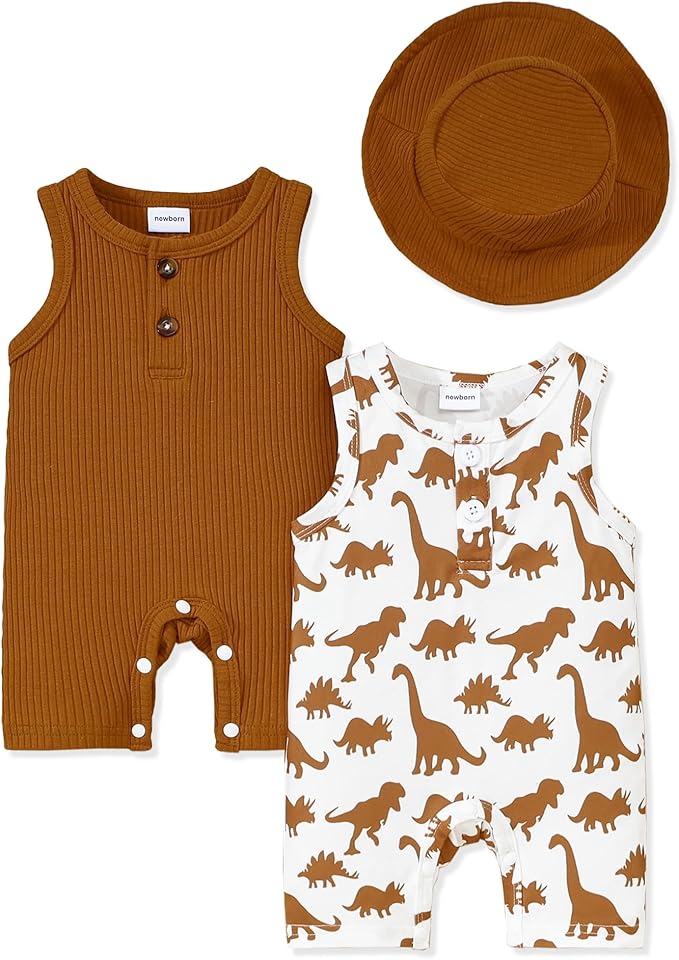 NZRVAWS Newborn Baby Boy Girl Clothes Unisex Infant Romper Pants Set Hat 4-Pack Outfits 0-12 Months 16 Pieces Toddler