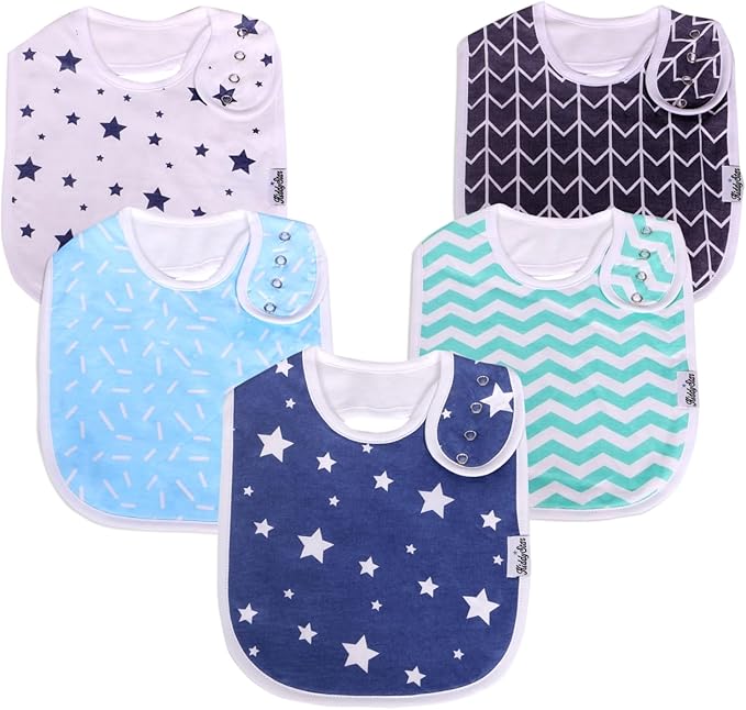 Organic Cotton Baby Bibs for Boys, Girls - Soft Drooling and Teething Bibs - Absorbent, Adjustable Bib for Toddlers