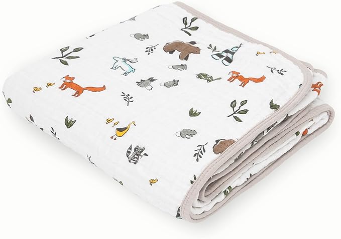 Little Unicorn Original Premium Cotton Quilt | Multi-Layered & Extra-Soft Muslin Fabric |for Babies & Toddlers (Forest Friends)