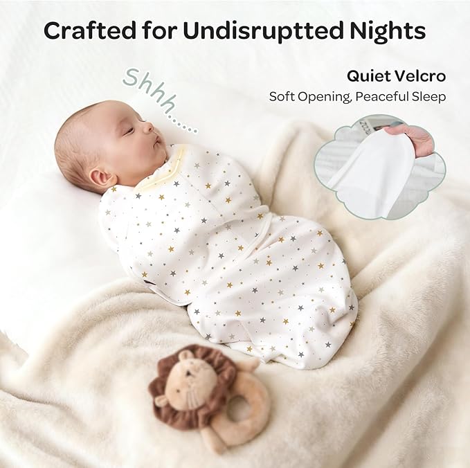 Momcozy Swaddles for Newborns, Quiet Fastner Suitable for Infant 0-3 Months, New-Parent-Friendly Swaddle Sack, Reduce Startle Reflex, Newborn Boys Girls Registry Essentials, 2-Pack, Wonder