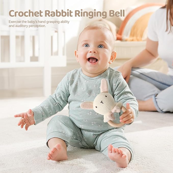 New Mom & Baby Gift Basket | Pregnancy & Baby Shower Gifts for First-Time Moms | Pink Mama Bear Mug & Bunny Rattle Gift Set