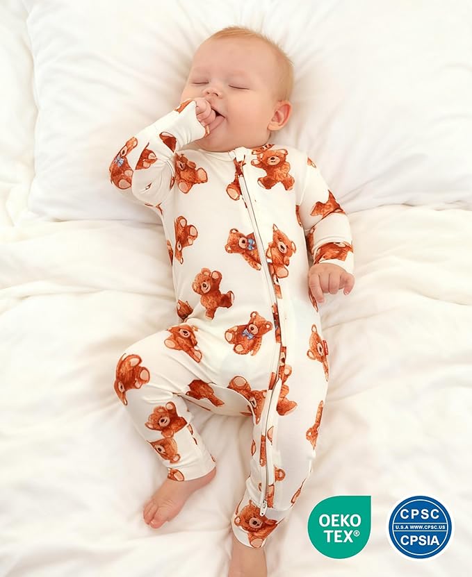 Footless Pajamas Baby Boy Girls, Viscose from Bamboo Baby Pajamas, Two Way Zipper Sleepers, Newborn Pjs