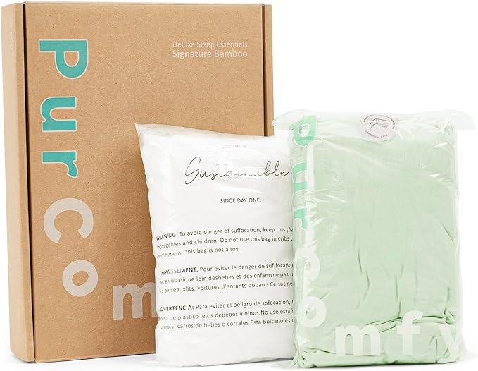 PurComfy Supersoft Crib Sheets 2-Pack, Premium Bamboo Viscose Stretchy Fitted Crib Sheet, Hypoallergenic Breathable Crib Sheets Boy Girl, Neutral Baby Crib Mattress Sheet, 9'' Extra Deep Pocket