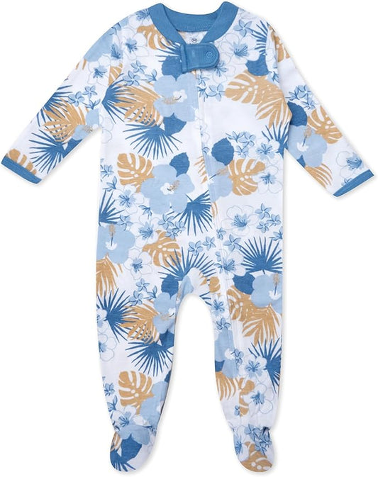 HonestBaby Sleep & Play Footed One-piece Pajama Sleeper 100% Organic Cotton, Baby Boys